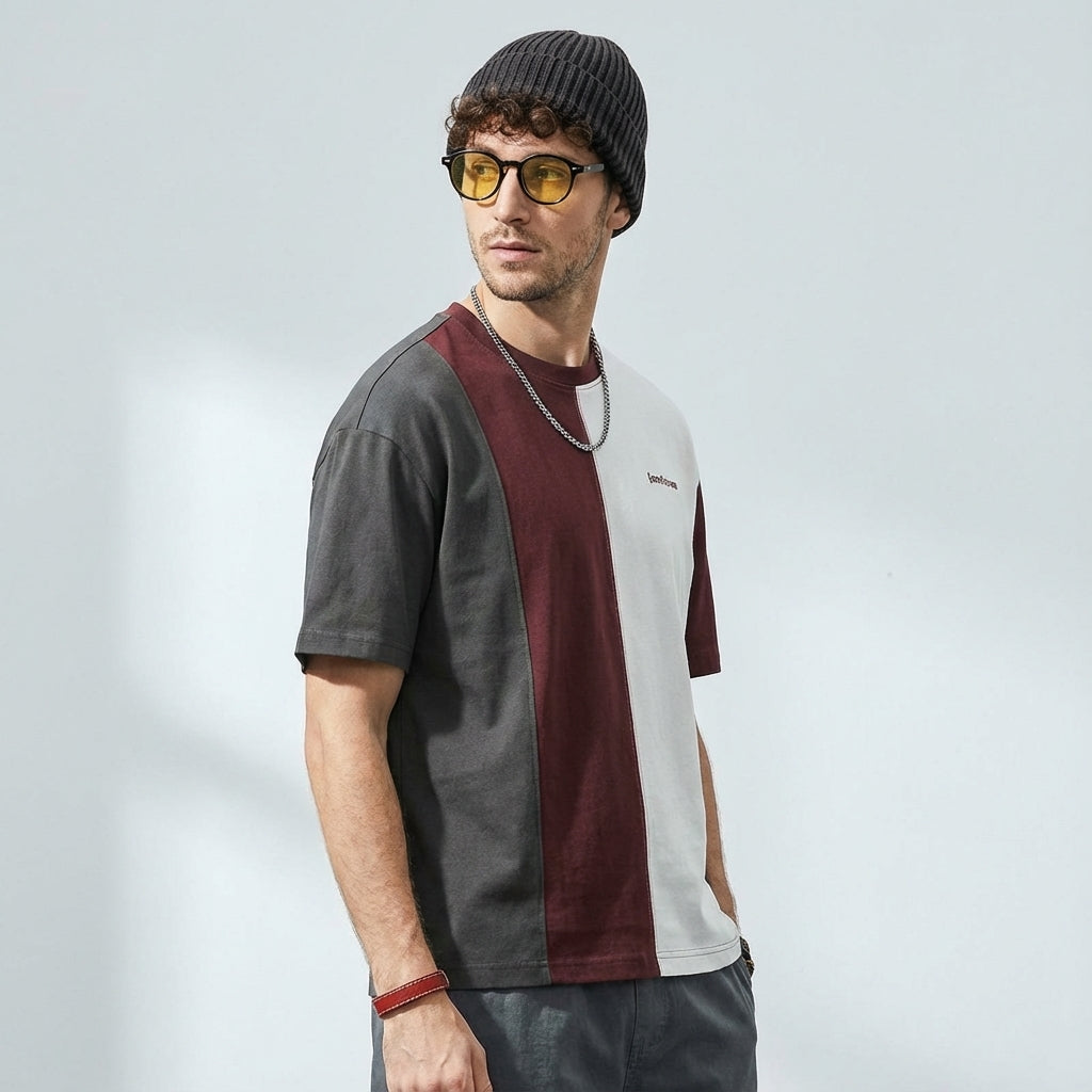 Contrast Two Tone T-shirt in Earthly Colors