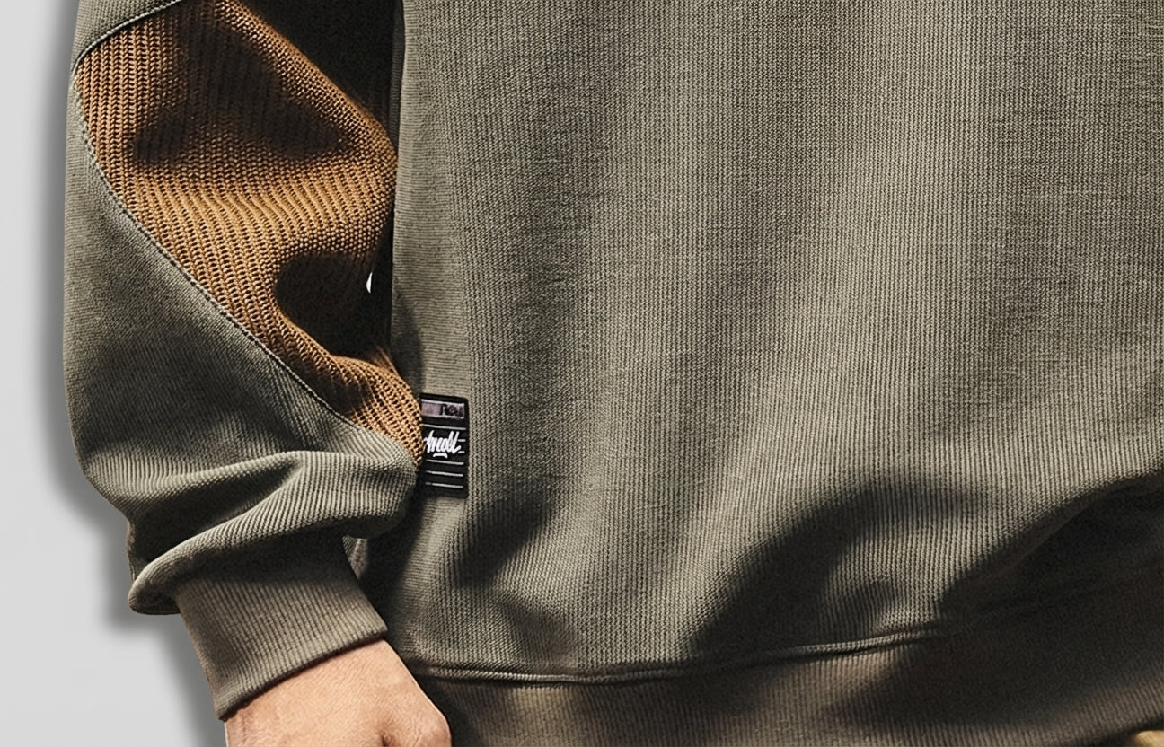 Crewneck Jumper with Dropped Shoulder Sleeves in Green