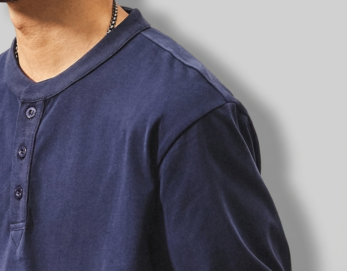 Henry Collar Polo Tee in Blue