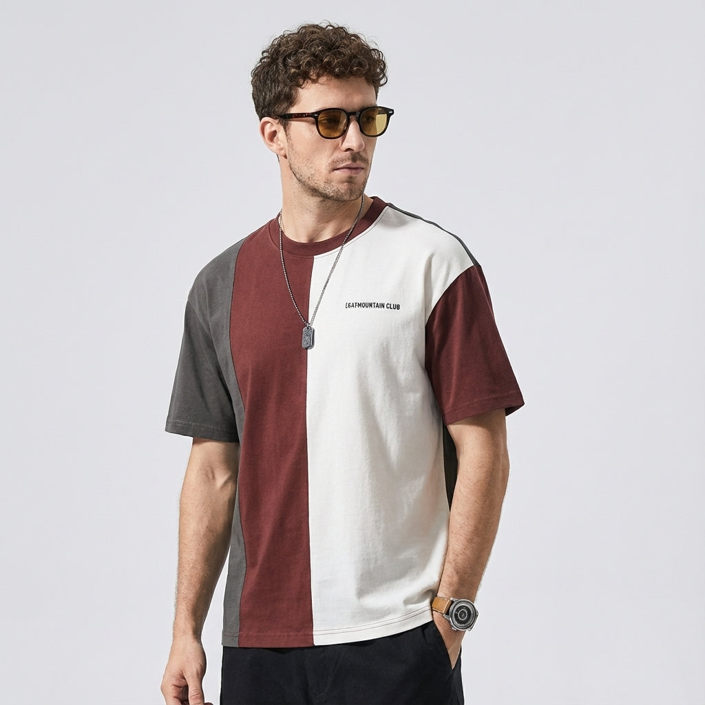 Contrast Two Tone T-shirt in Earthly Colors