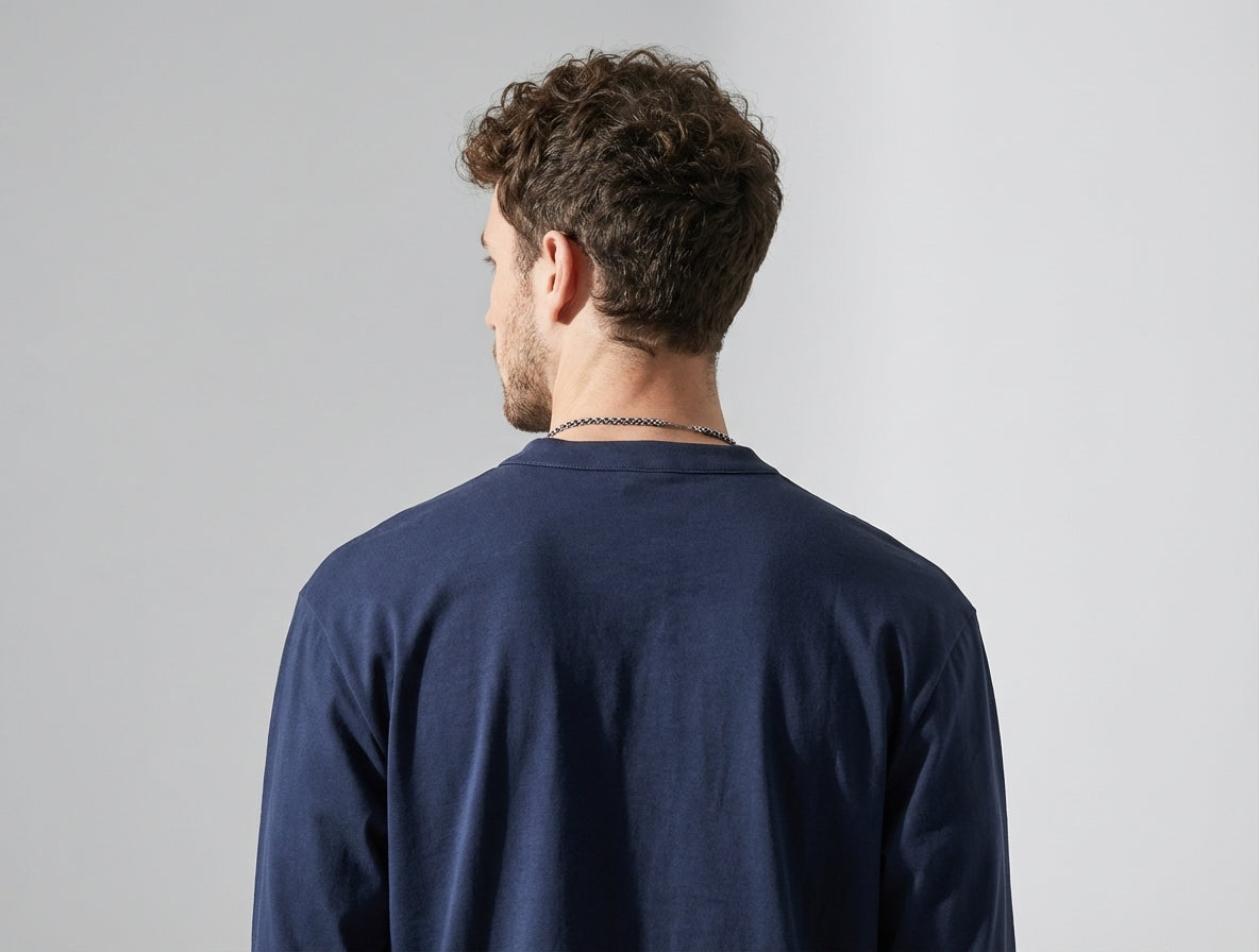 Henry Collar Polo Tee in Blue