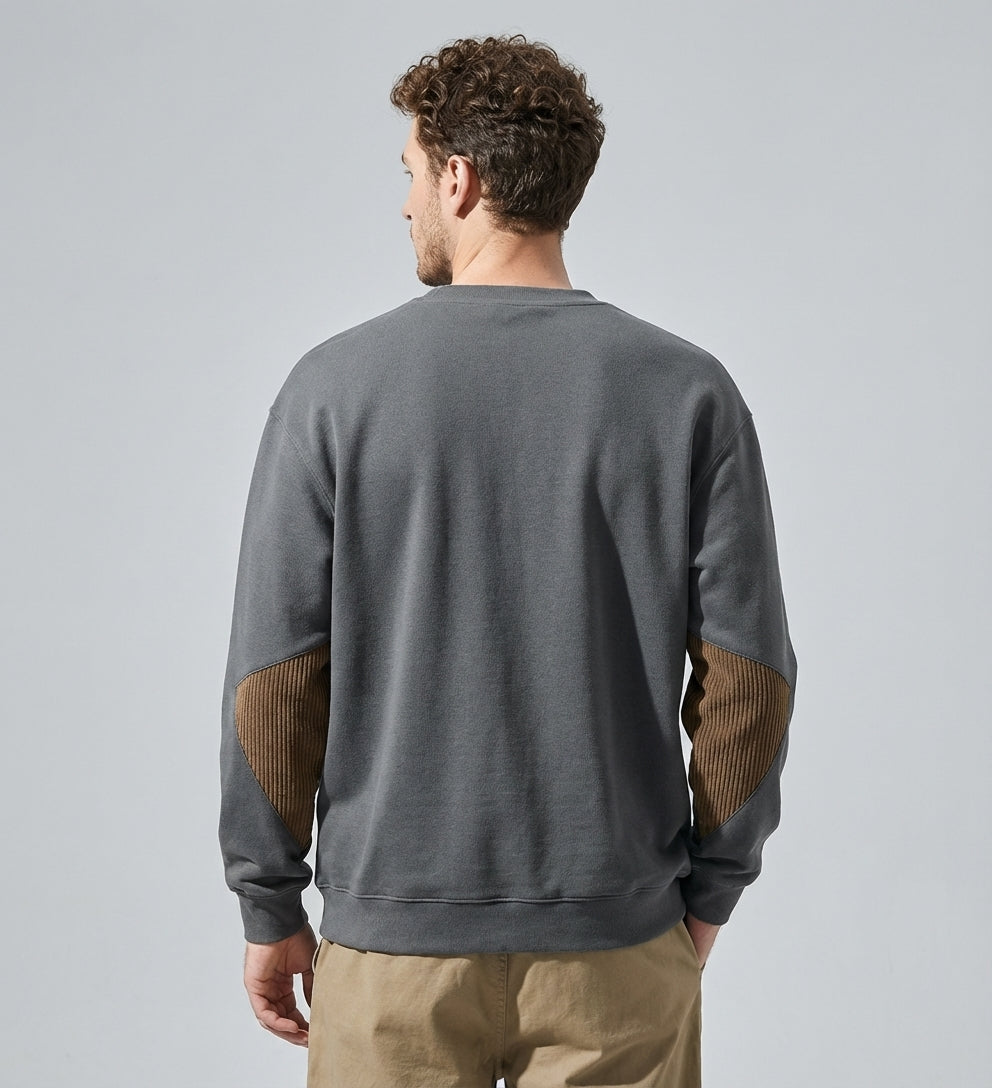 Crewneck Jumper with Dropped Shoulder Sleeves in Grey