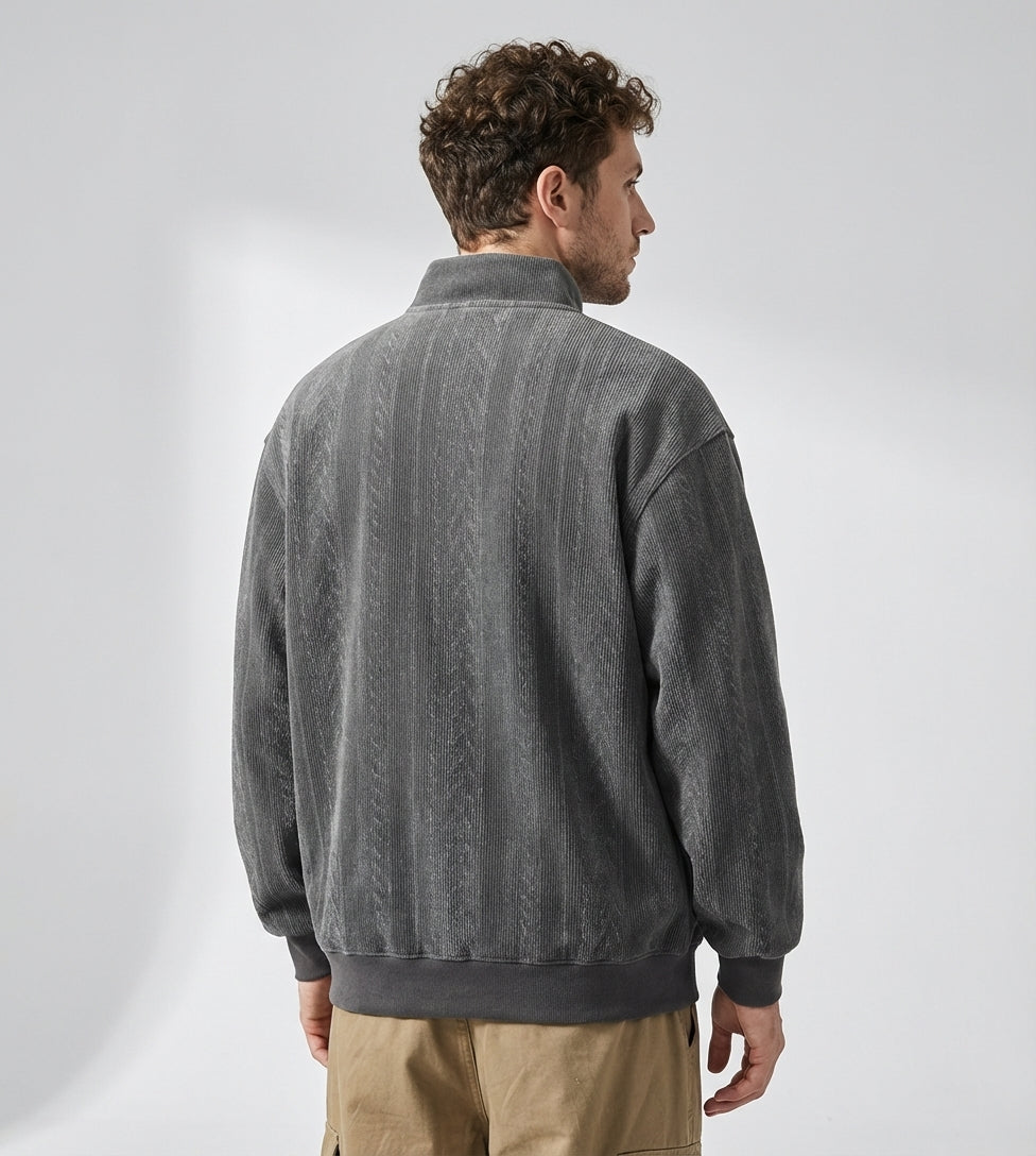Textured Turtle Neck Pullover in Grey