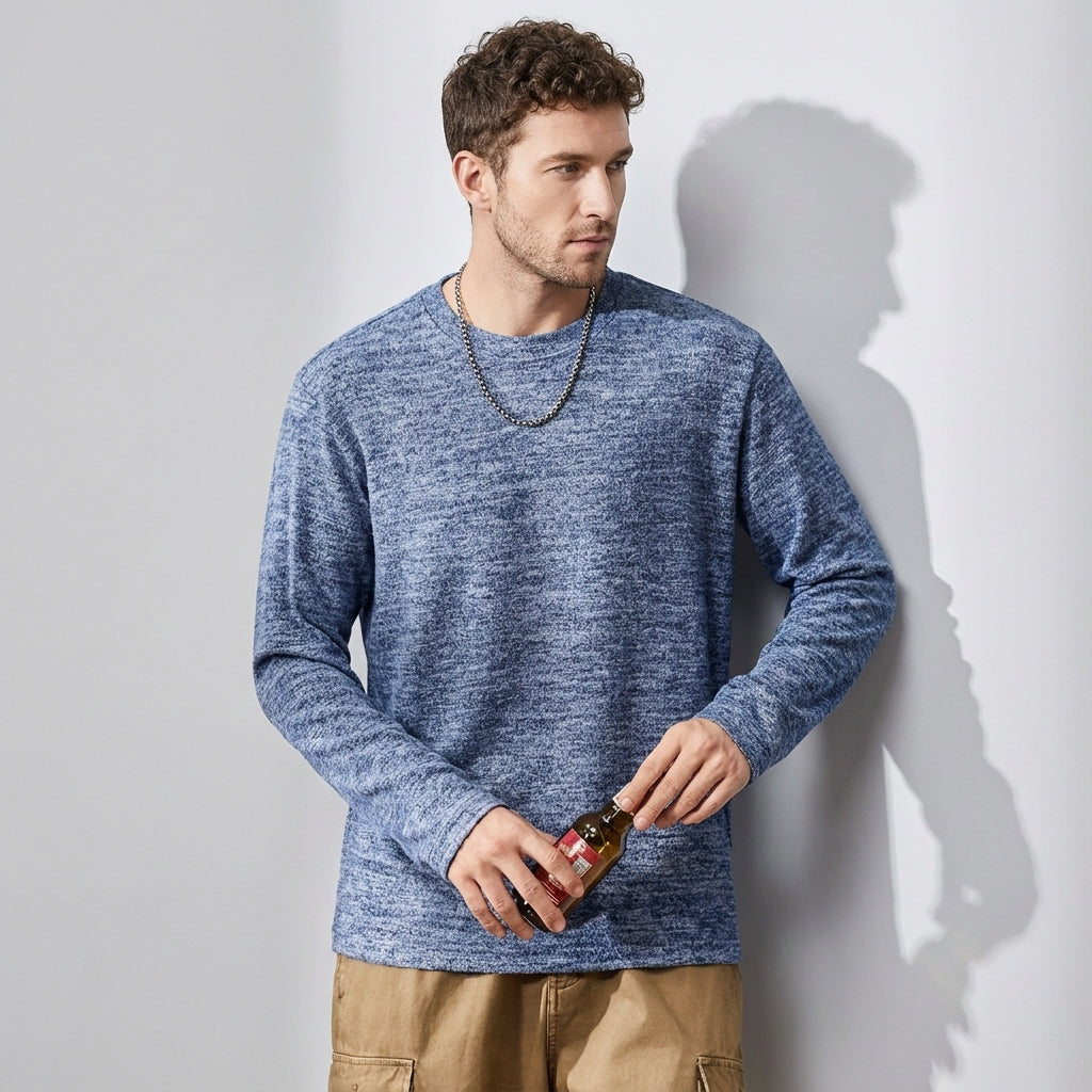 Soft Knitted Skin Friendly Fleece Crew Neck Tee