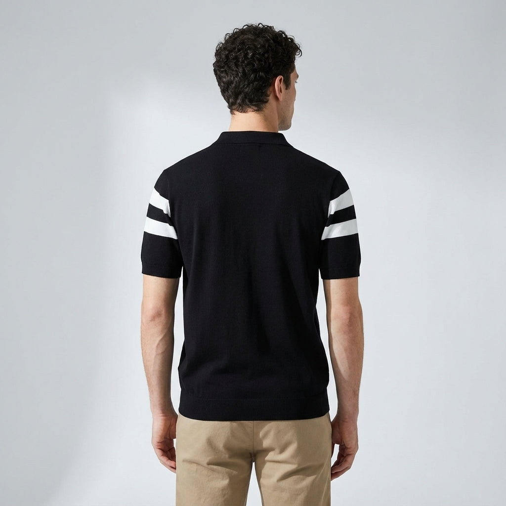 Varsity Stripe Knit Polo in White