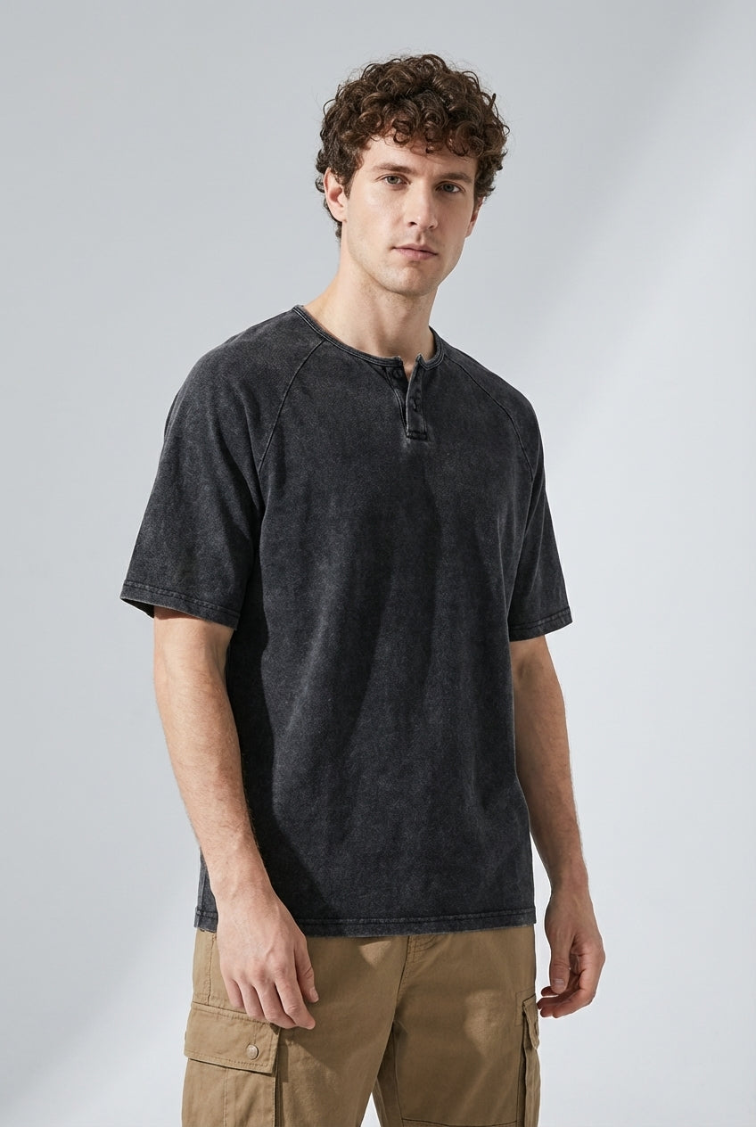 Urban Drift Henley Tee With Raglan Sleeves