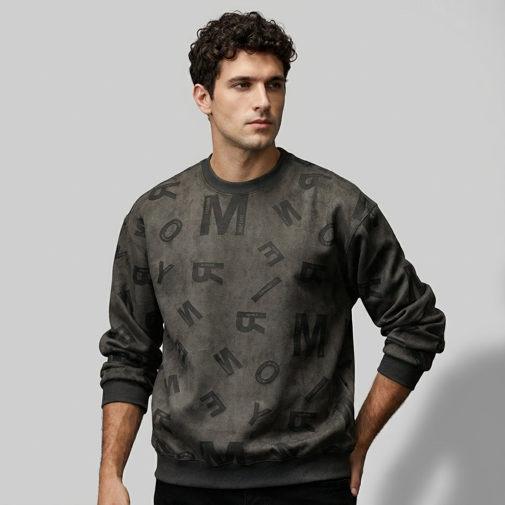 Suede Sweatshirt in Dark Grey