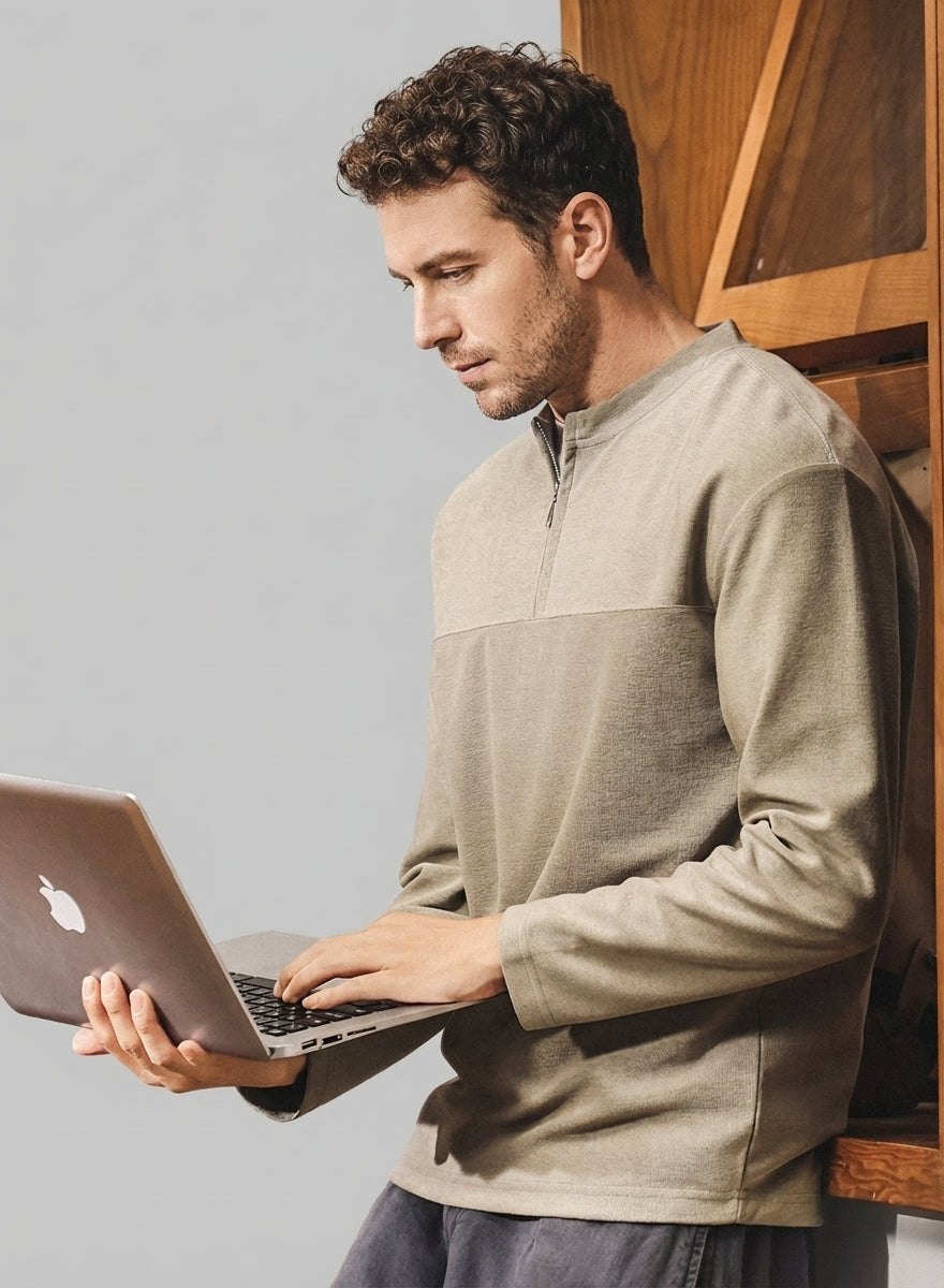 Alpine Double Layer Design Winter Henley Tee