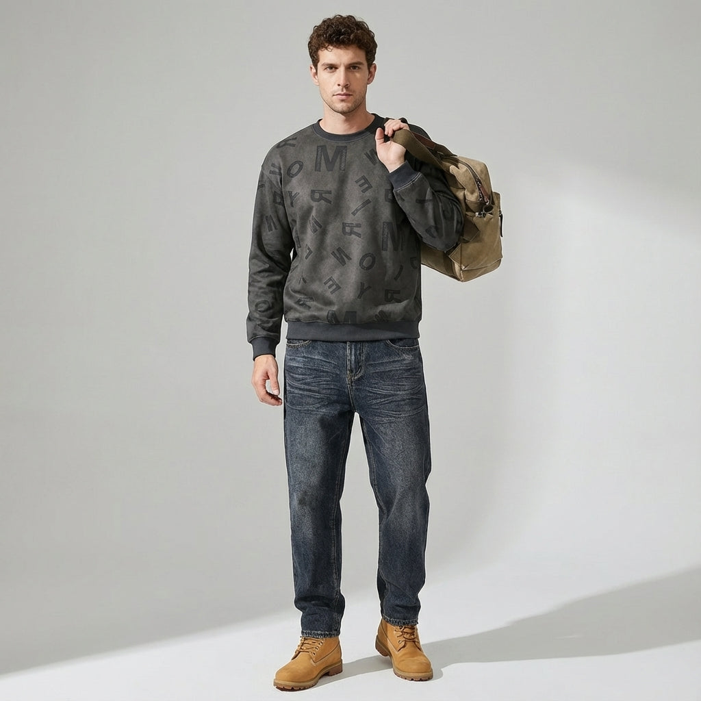 Suede Sweatshirt in Dark Grey