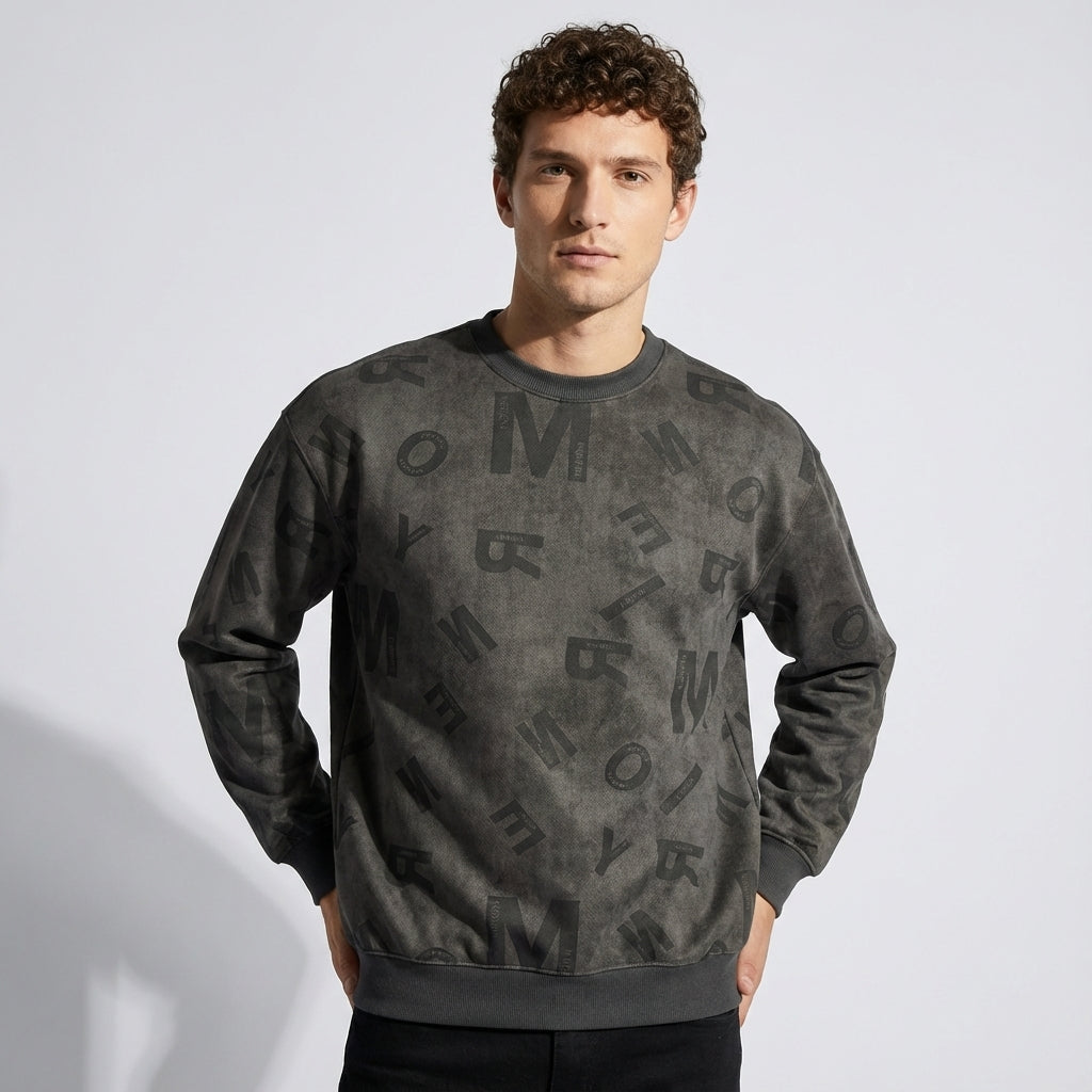 Suede Sweatshirt in Dark Grey