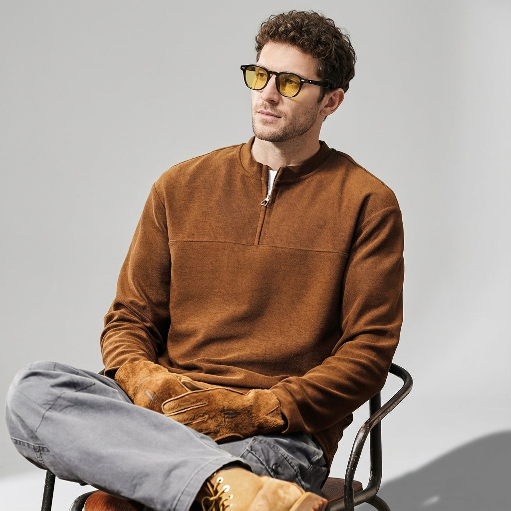 Alpine Double Layer Design Winter Henley Tee