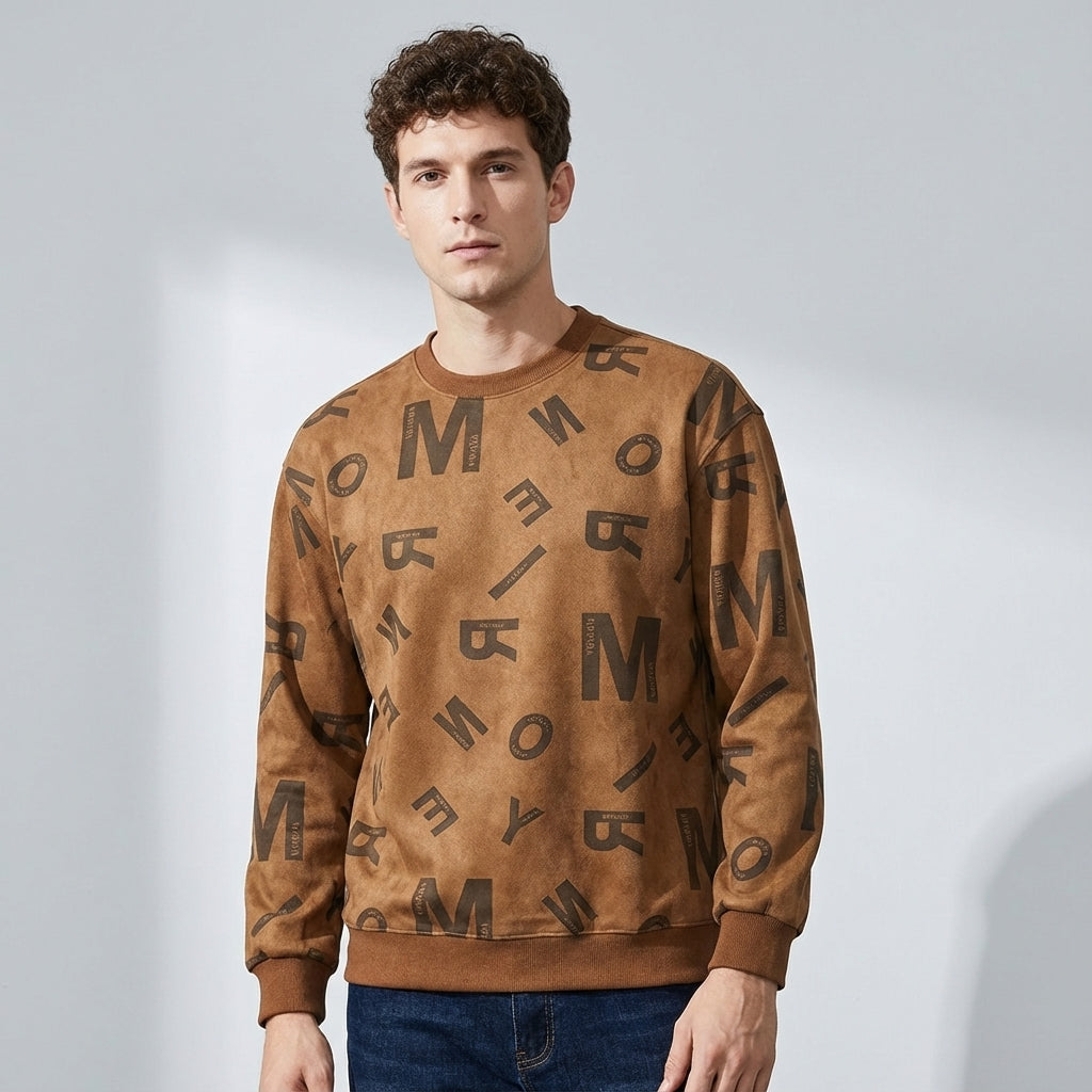 Suede Sweatshirt in Khaki