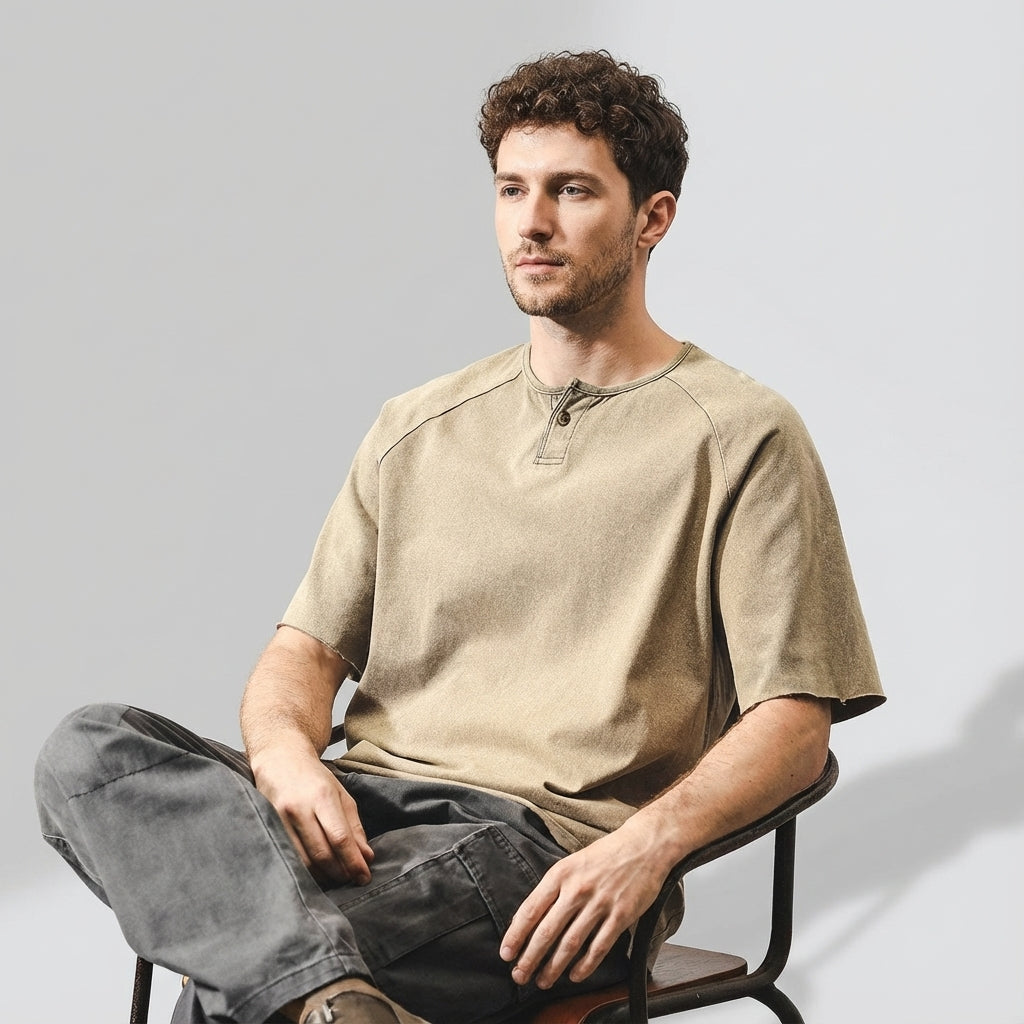 Urban Drift Henley Tee With Raglan Sleeves