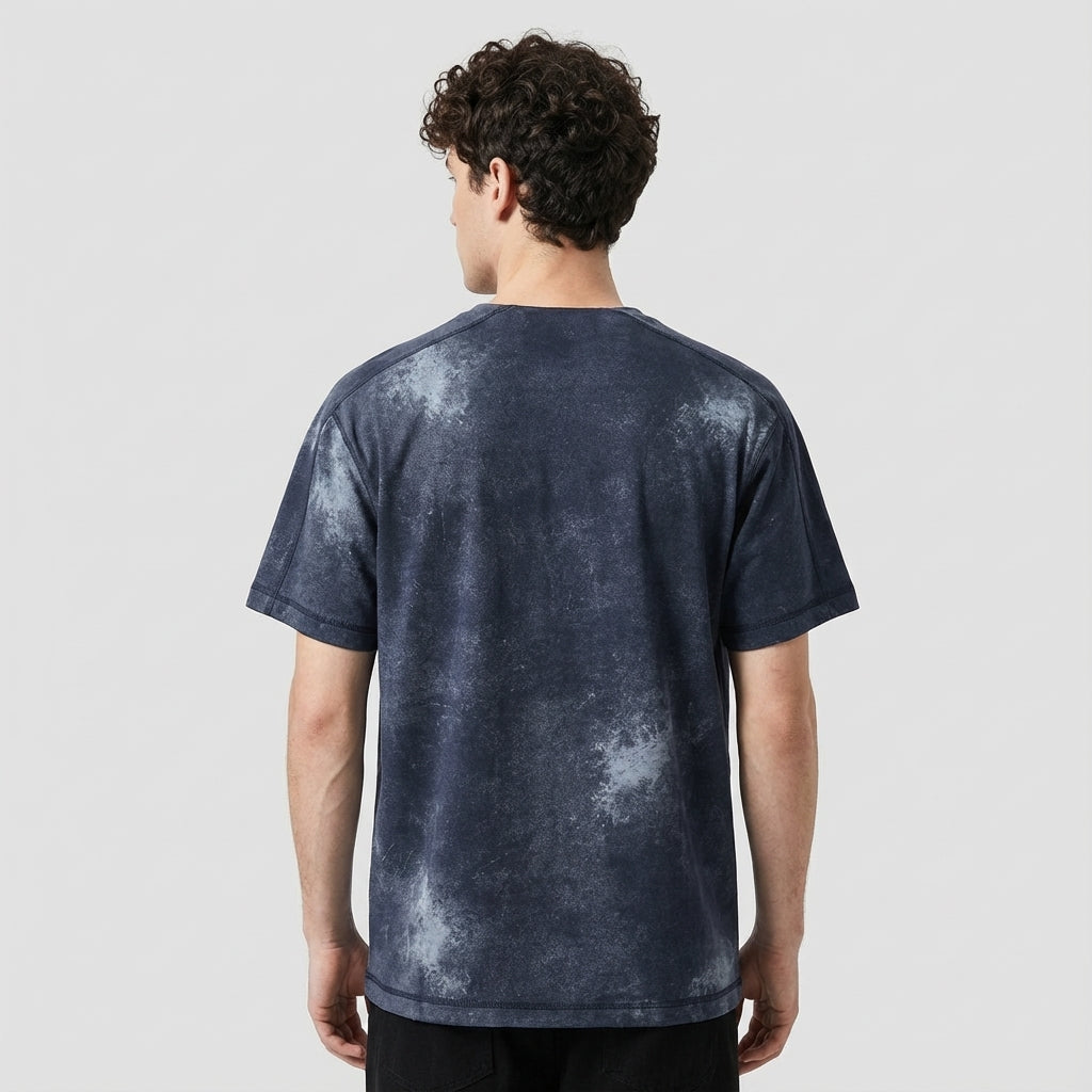 Split Neck Tie-Dye Tee in Ash Grey
