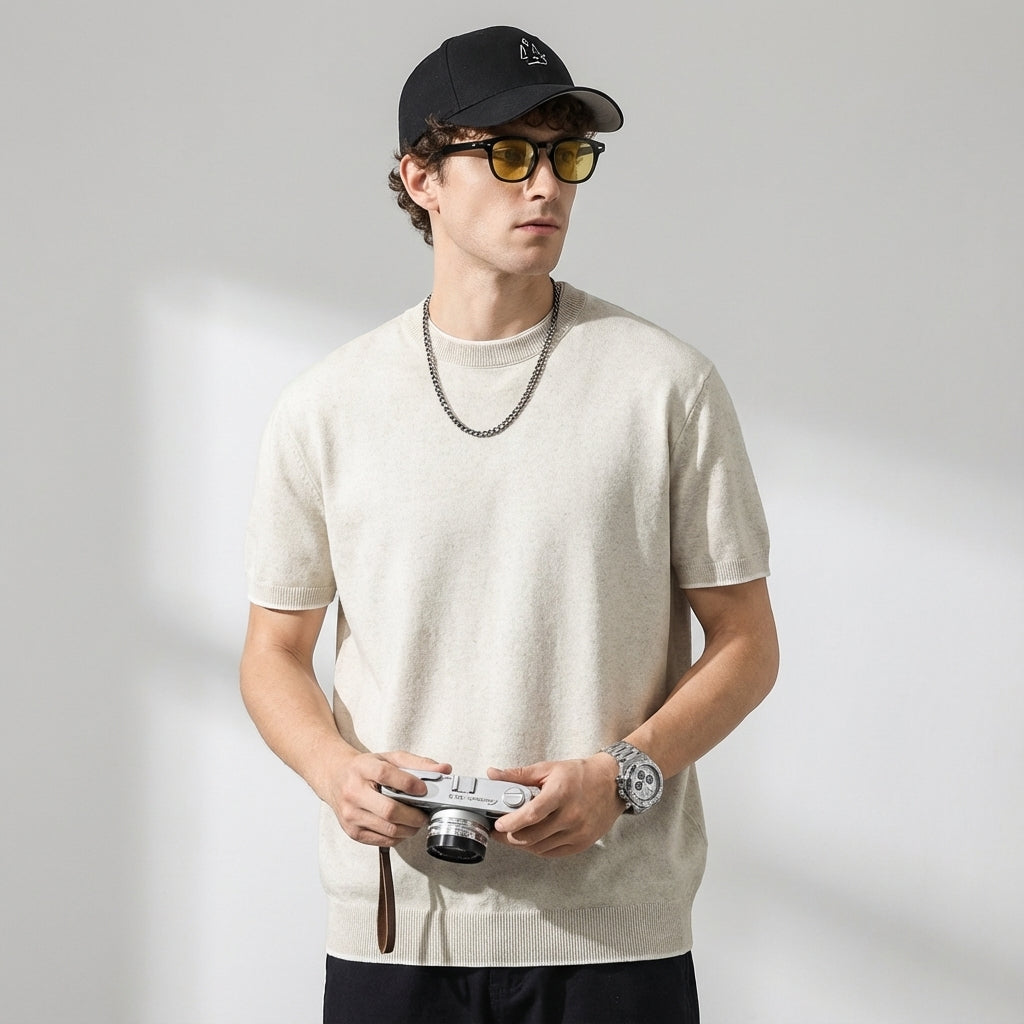 Linen Tencel Khaki Knit Tee