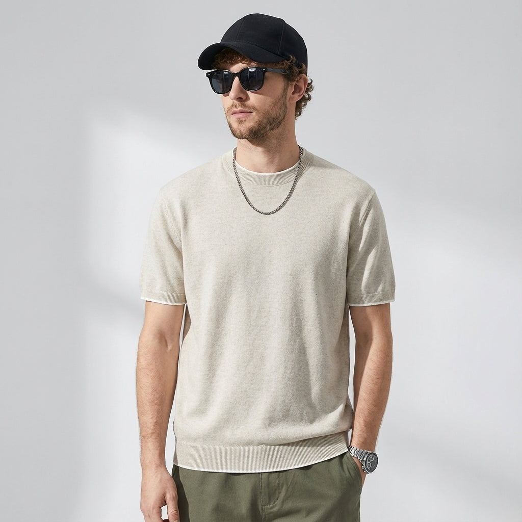 Linen Tencel Khaki Knit Tee