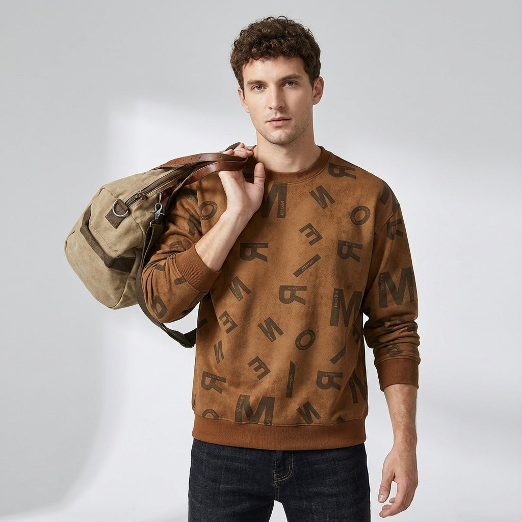 Suede Sweatshirt in Khaki
