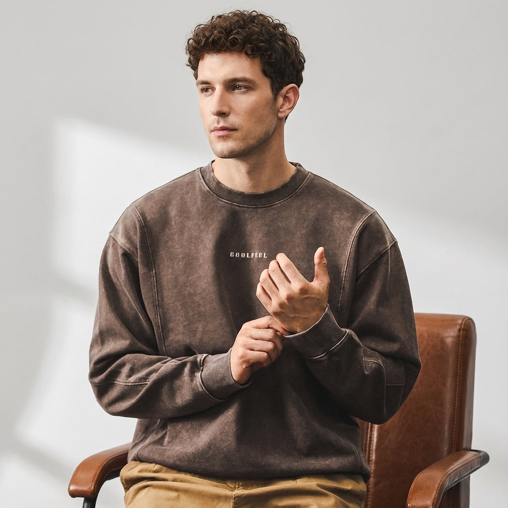 Vintage Washed Combed Cotton Sweatshirt