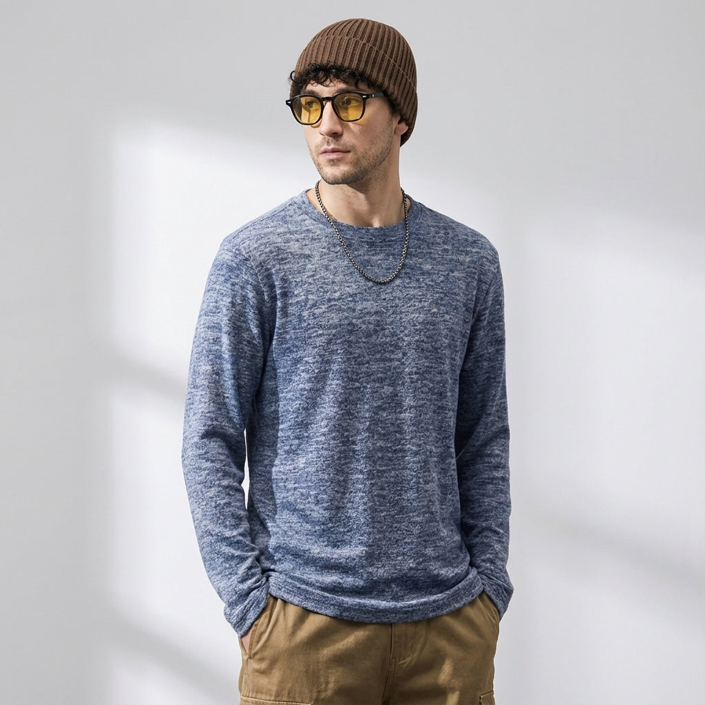 Soft Knitted Skin Friendly Fleece Crew Neck Tee