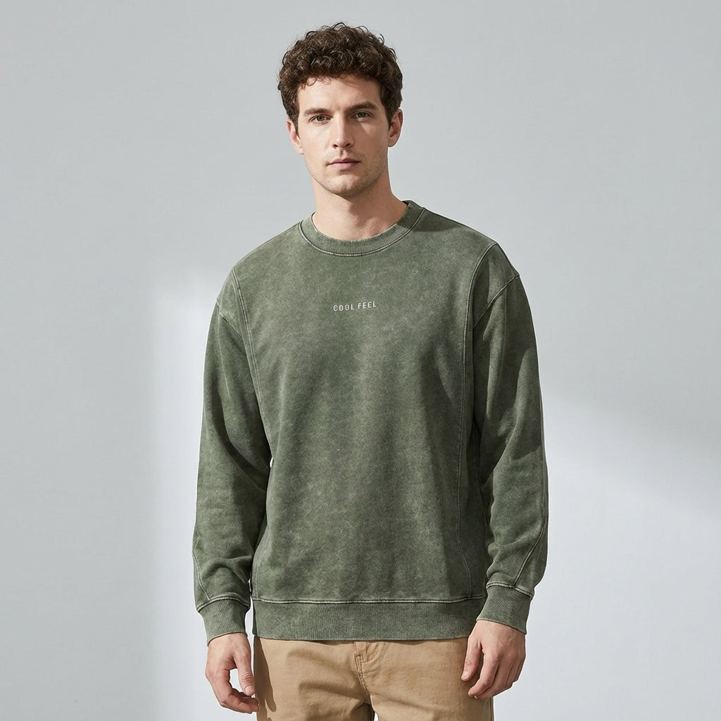 Vintage Washed Combed Cotton Sweatshirt