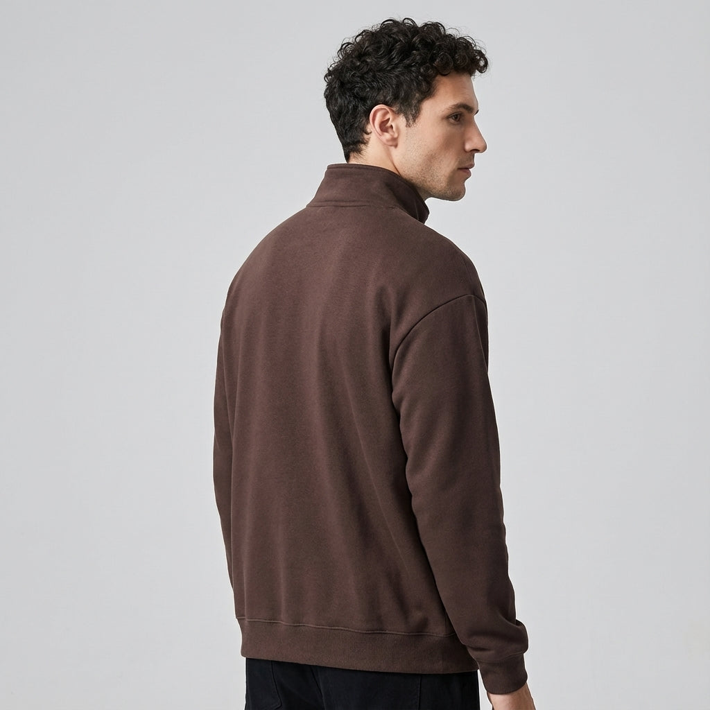 Quarter-Zip Fleece 500 GSM Jacket With Pockets in Black