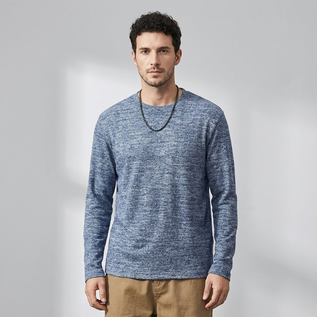 Soft Knitted Skin Friendly Fleece Crew Neck Tee