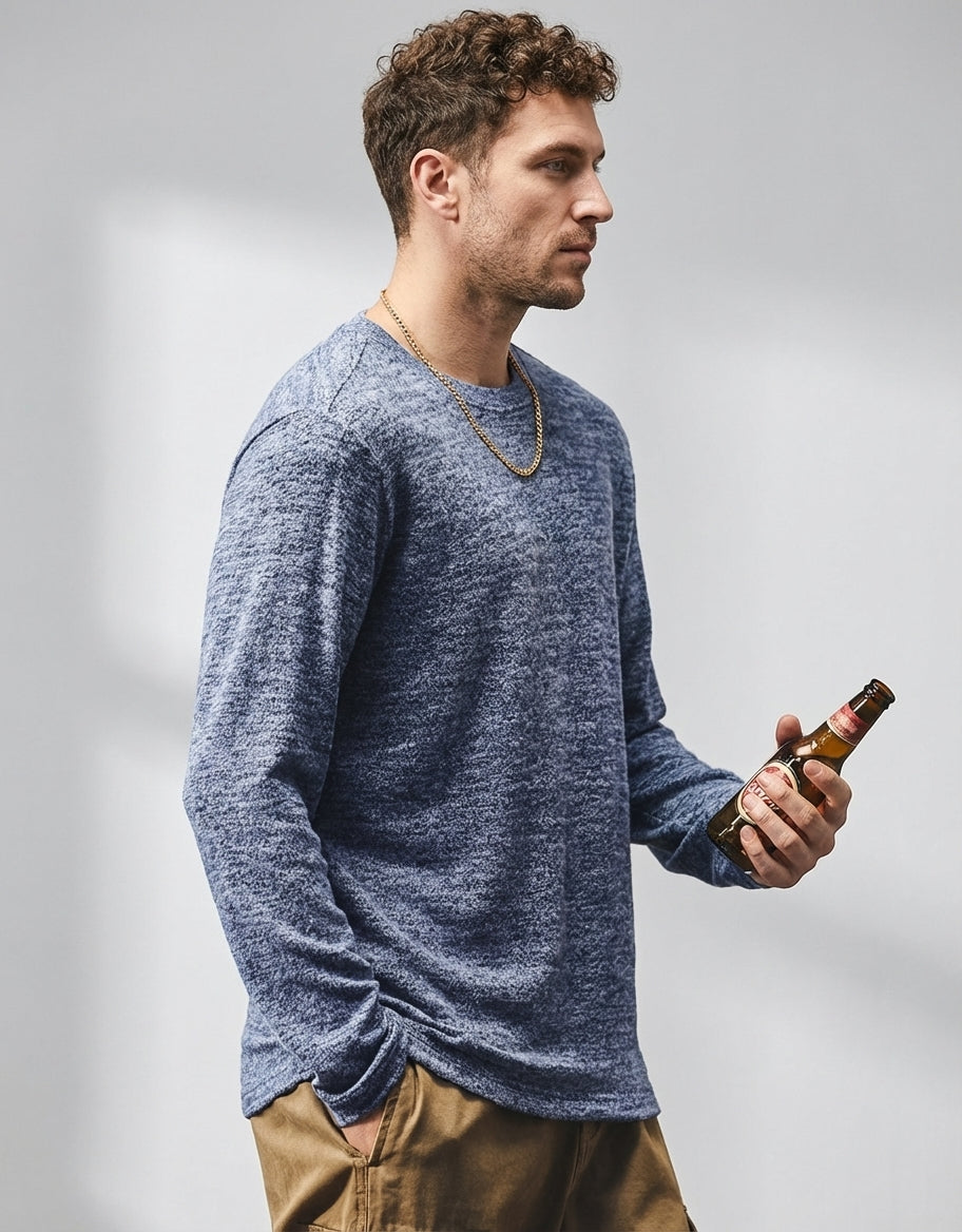Soft Knitted Skin Friendly Fleece Crew Neck Tee