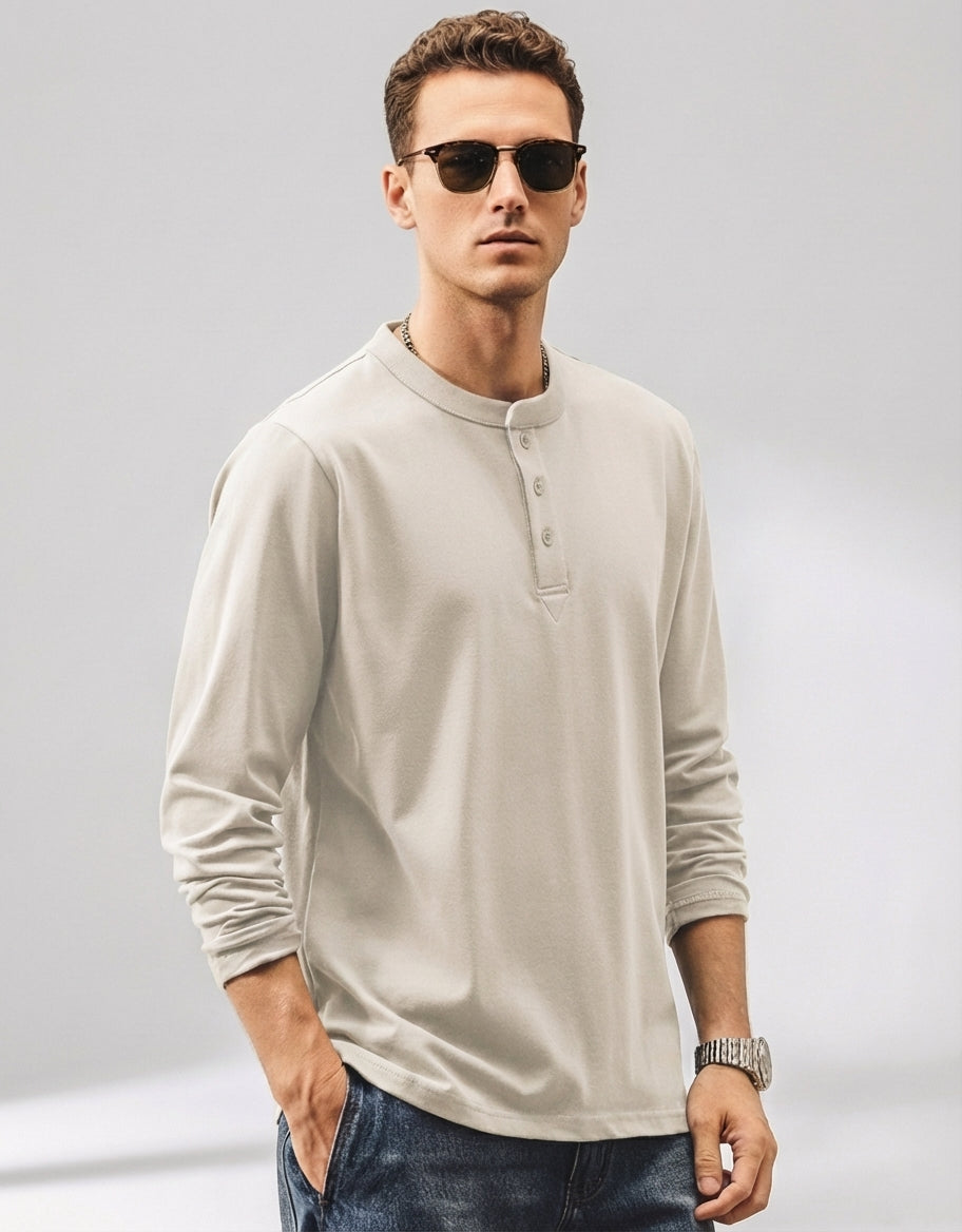 Henry Collar Polo Tee in Apricot