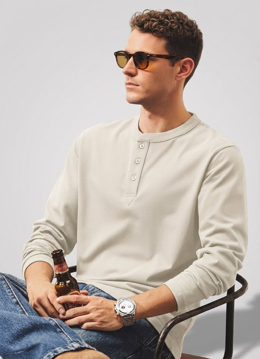 Henry Collar Polo Tee in Apricot