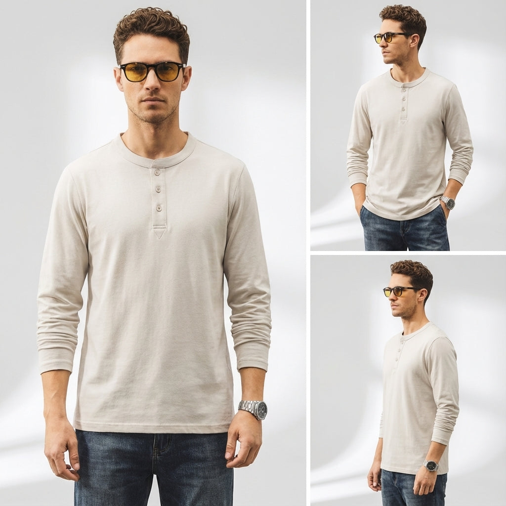 Henry Collar Polo Tee in Apricot