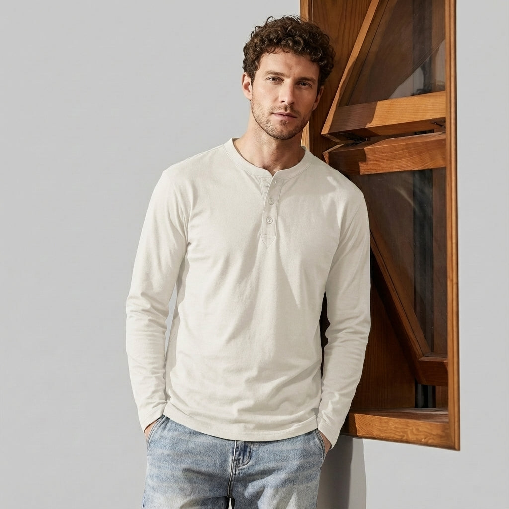 Henry Collar Polo Tee in Apricot