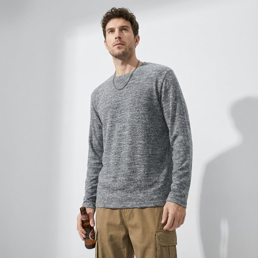 Soft Knitted Skin Friendly Fleece Crew Neck Tee