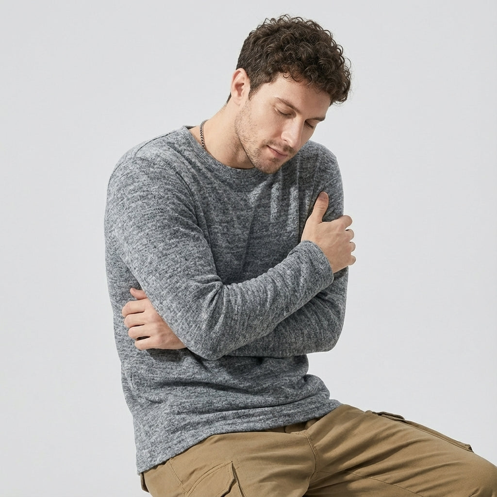 Soft Knitted Skin Friendly Fleece Crew Neck Tee