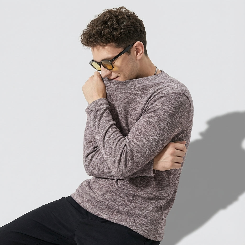 Soft Knitted Skin Friendly Fleece Crew Neck Tee