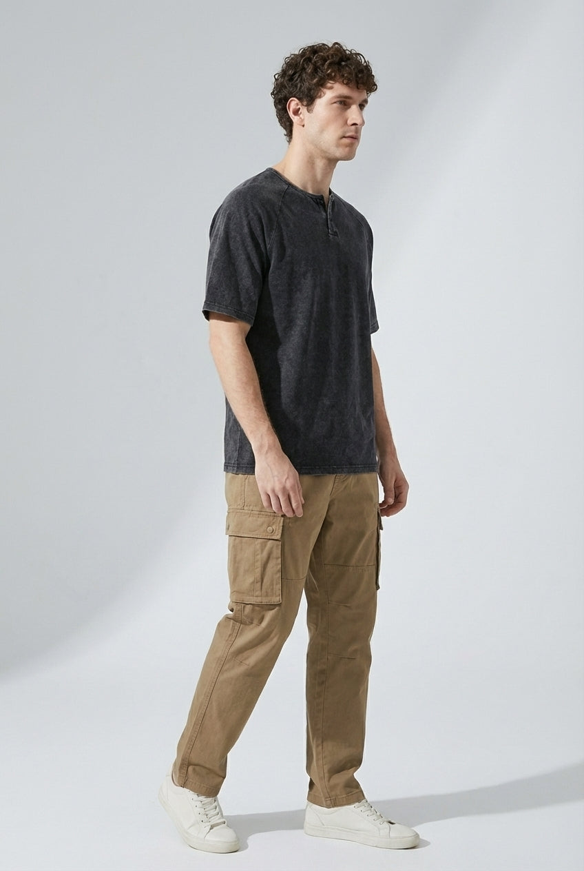 Urban Drift Henley Tee With Raglan Sleeves